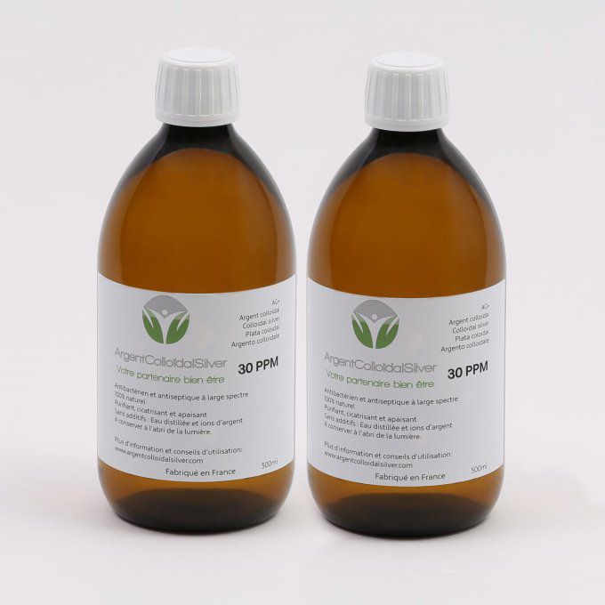 Pack 2 Argent Colloïdal Silver 30ppm  500ml, Colissimo gratuit