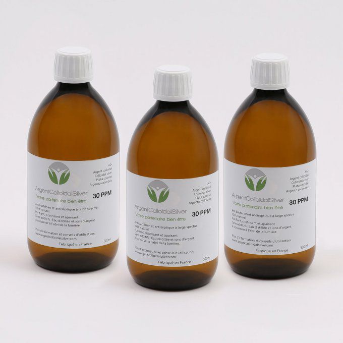 Pack 3 Argent Colloïdal Silver 30ppm  500ml, Colissimo gratuit 
